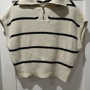 RD Style Cream and Black Striped Knit Top